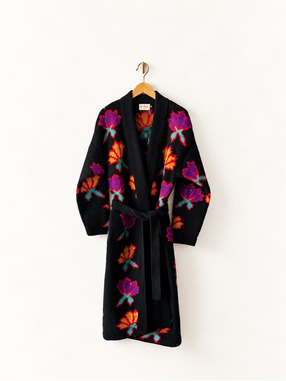 Cervelle Rare Vintage 80s Oversize  Duster Sweater Fuzy Floral Deco Wool Knit​​​